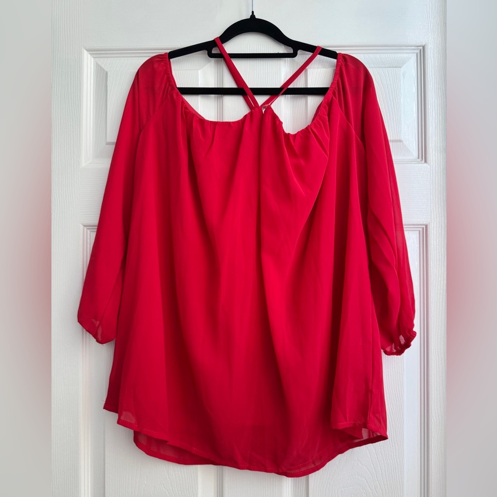 Women's Off the Shoulder Red Blouse, Size XL - NWT - Picture 2 of 8